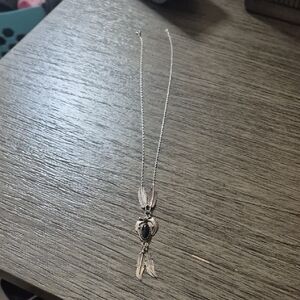 Elegant Silver Necklace with Black Stone